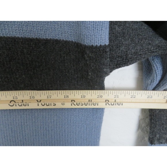 Madewell Sweater Womens Small Rugby Stripe Polo Blue Gray Stripe Mock Neck Wool - Picture 7 of 8